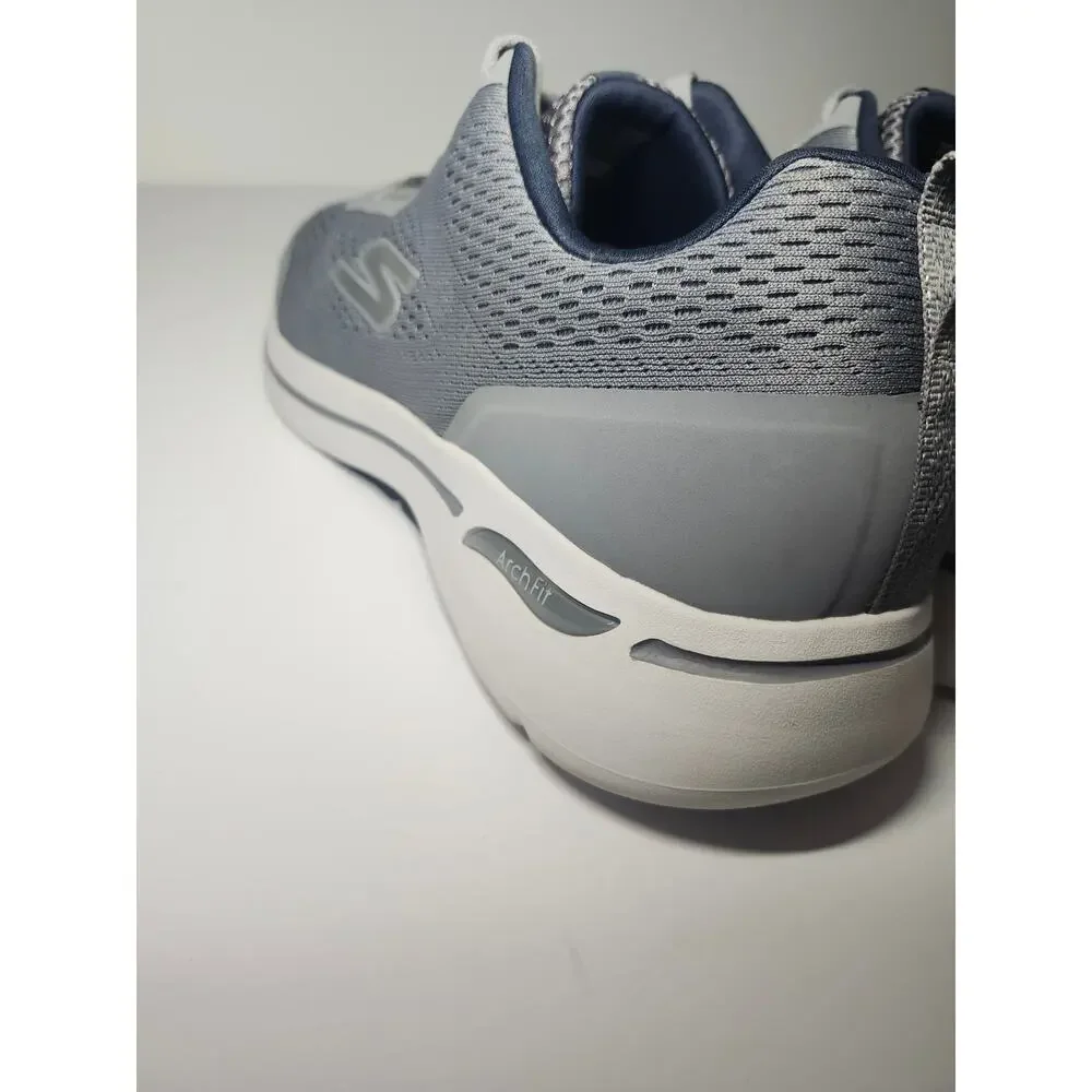 Skechers Men's Go Walk Arch Fit Grey Navy Sz 14 Athletic Sneaker Sporty Mesh